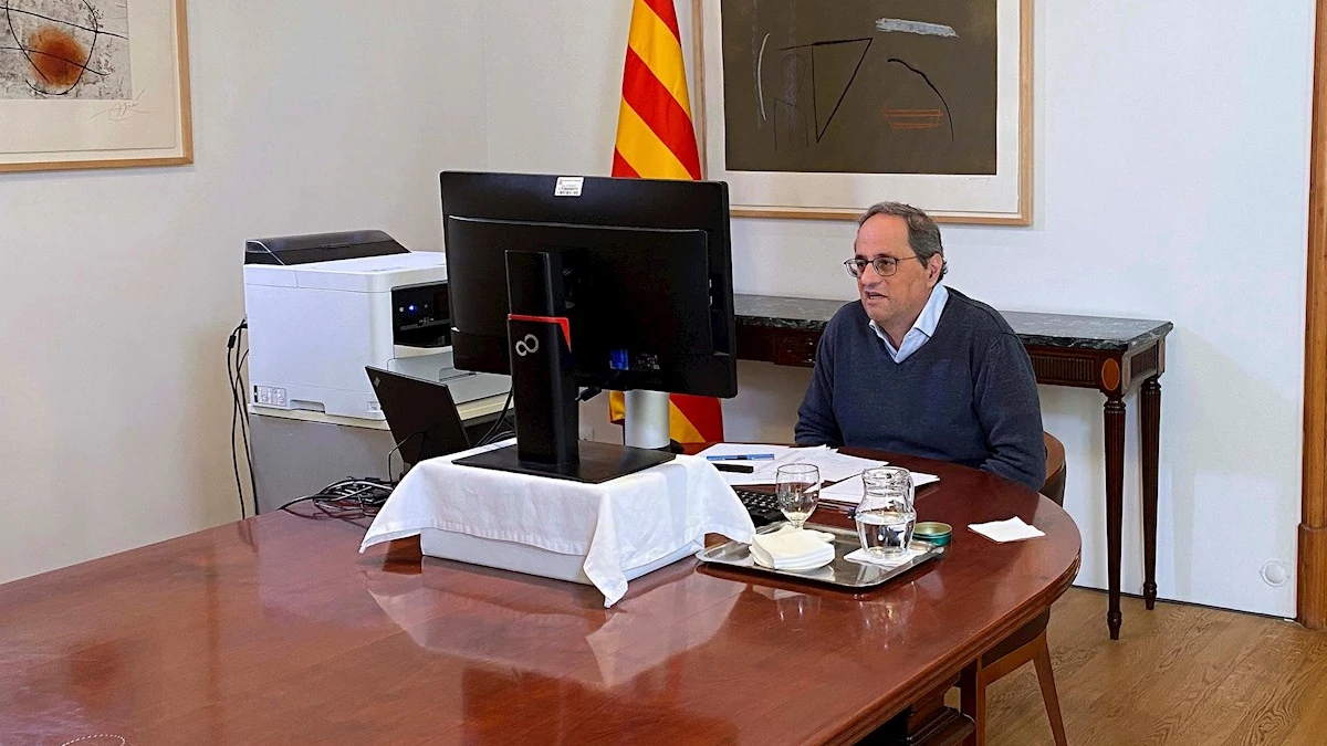 Quim Torra, durante una videoconferencia