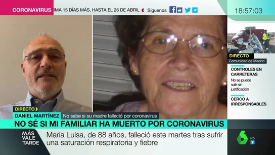 Daniel Martínez, un hombre que perdió a su madre en una residencia Daniel Martínez, un hombre que perdió a su madre en una residencia