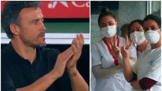 Personal sanitario y Luis Enrique Personal sanitario y Luis Enrique