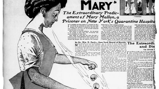 Ilustración que publicó The New York American en 1909 sobre Mary Mallon SUpercontagiadores