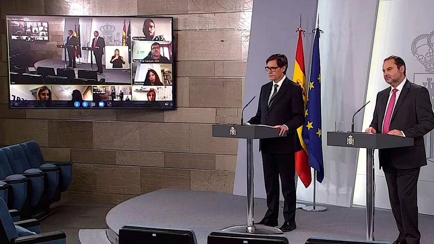 Los ministros Illa y Ábalos en rueda de prensa Los ministros Illa y Ábalos en rueda de prensa