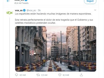 Vox desata la polémica al compartir un montaje de la Gran Vía llena de féretros Vox desata la polémica al compartir un montaje de la Gran Vía llena de féretros