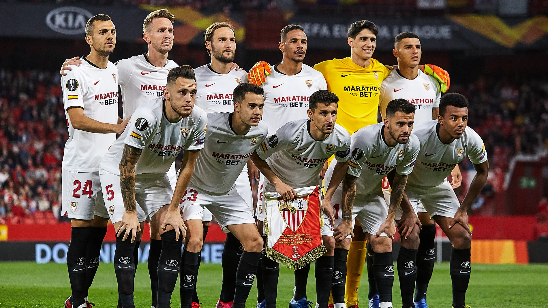 Los futbolistas del Sevilla.
