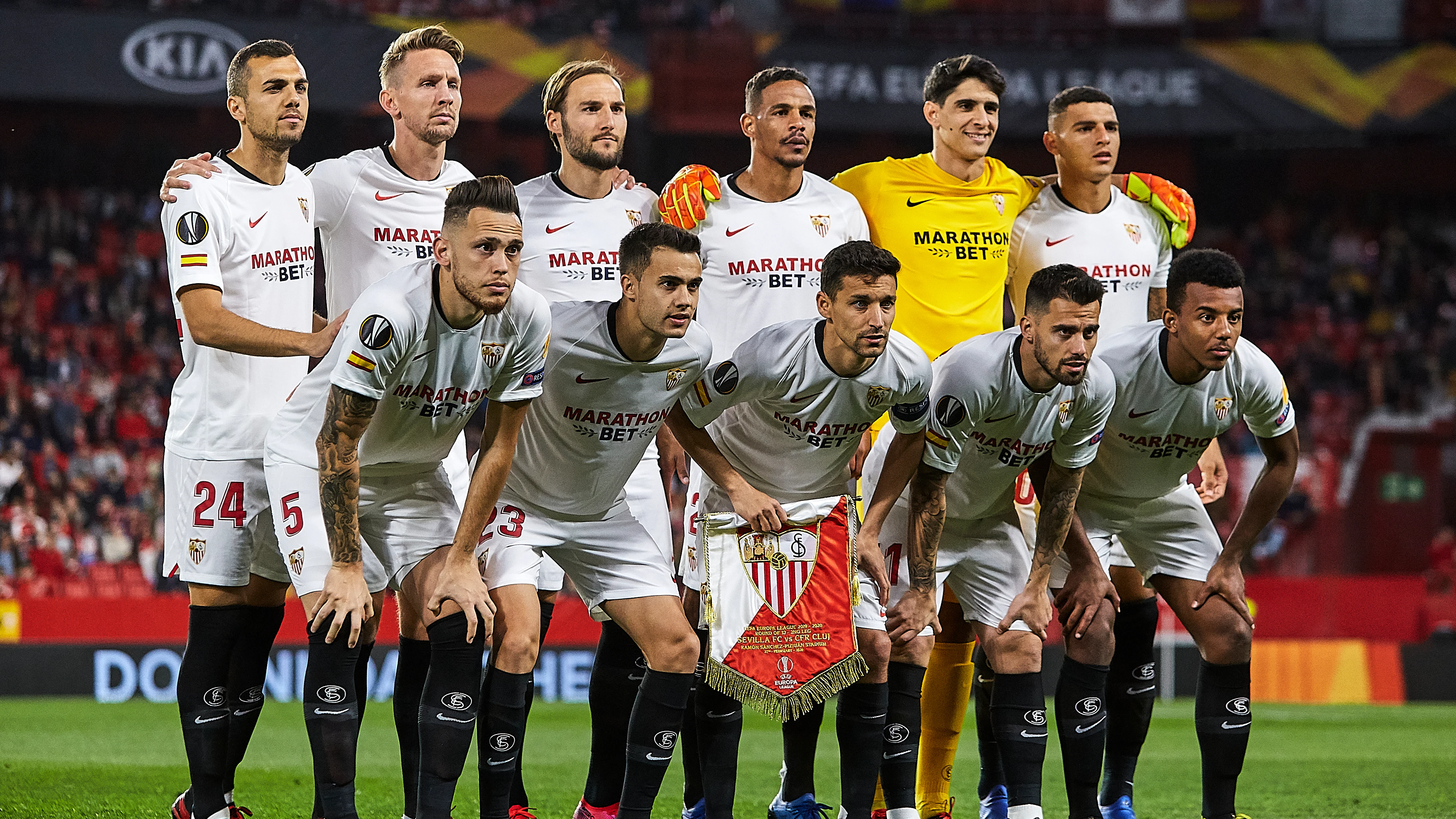 Los futbolistas del Sevilla.