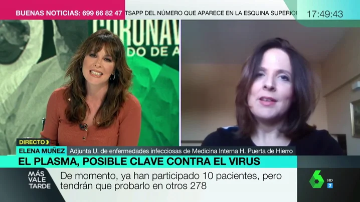 El plasma de pacientes curados, la posible solución al coronavirus: "Es una forma de tener tratamiento en una fase muy inicial"