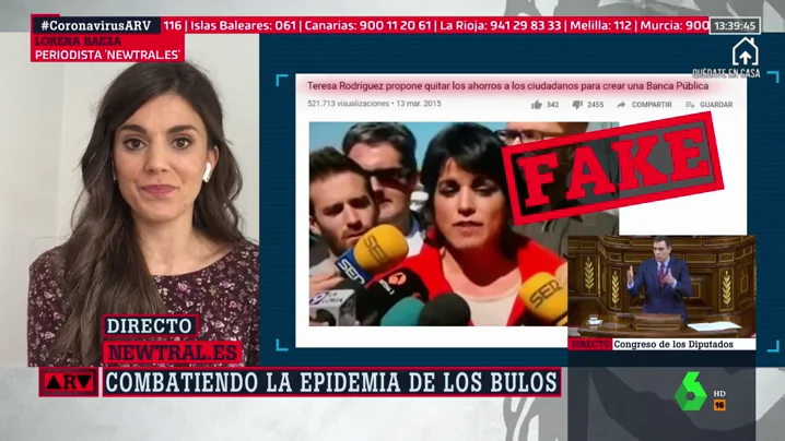 No, Teresa Rodríguez no quiere "quitarte los ahorros para crear una Banca Pública" en plena crisis del coronavirus