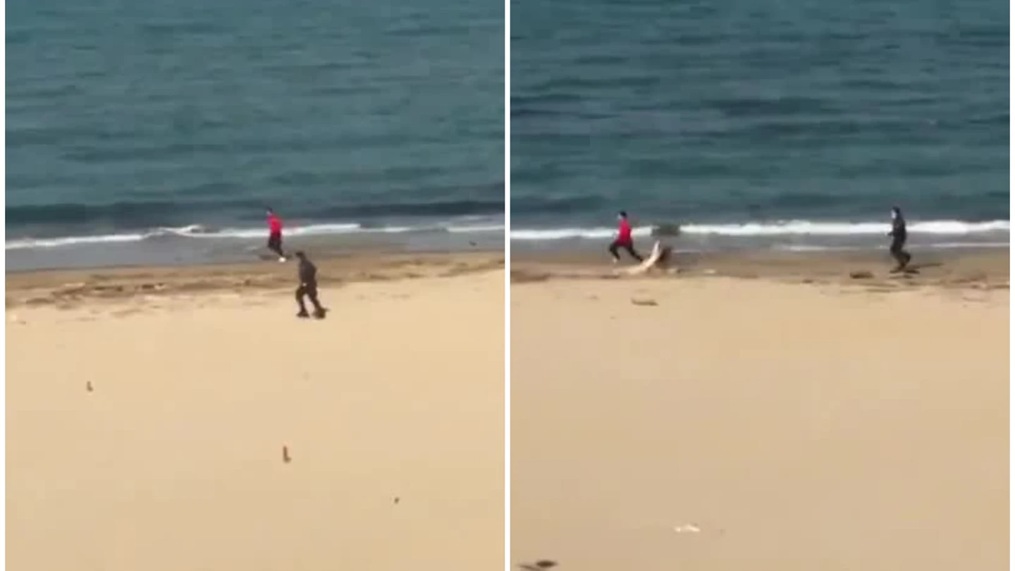 Un 'runner' escapa de un policía Un 'runner' escapa de un policía