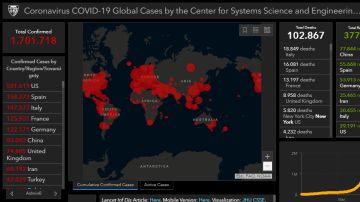 Mapa en tiempo real de las personas contagiadas por COVID-19 en todo el planeta