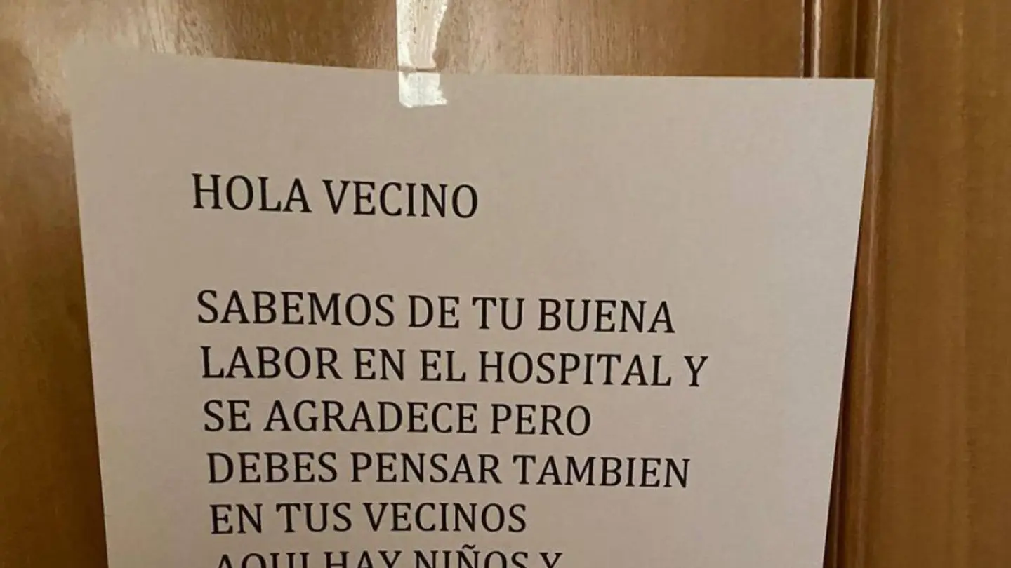 La nota de un vecino a un sanitario en Alcázar de San Juan La nota de un vecino a un sanitario en Alcázar de San Juan