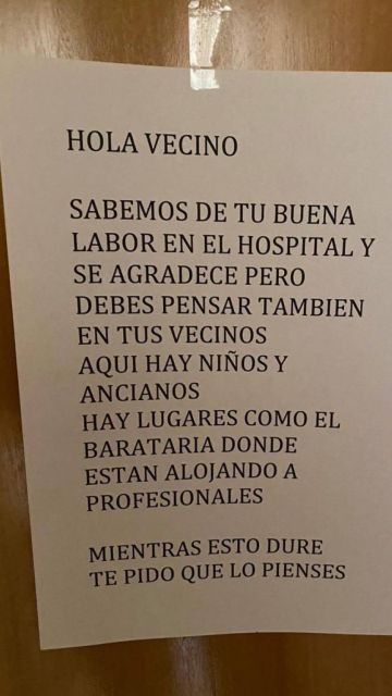 La nota de un vecino a un sanitario en Alcázar de San Juan