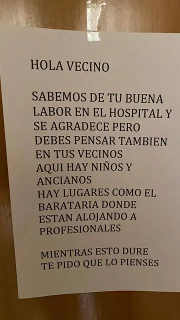La nota de un vecino a un sanitario en Alcázar de San Juan