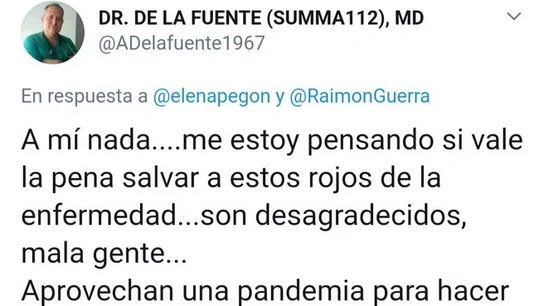 El polémico tuit del doctor De la Fuente El polémico tuit del doctor De la Fuente