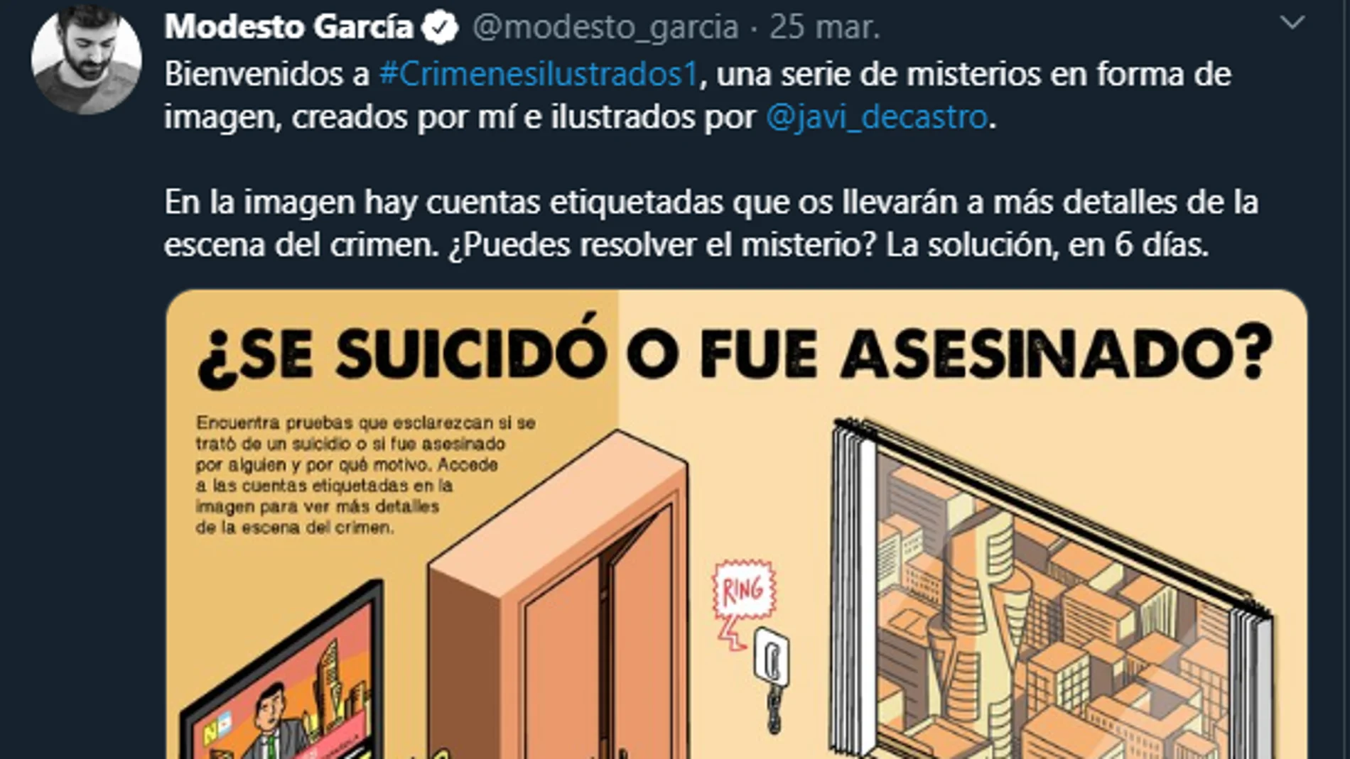 El primero de los #CrímenesIlustrados de Modesto García en Twitter