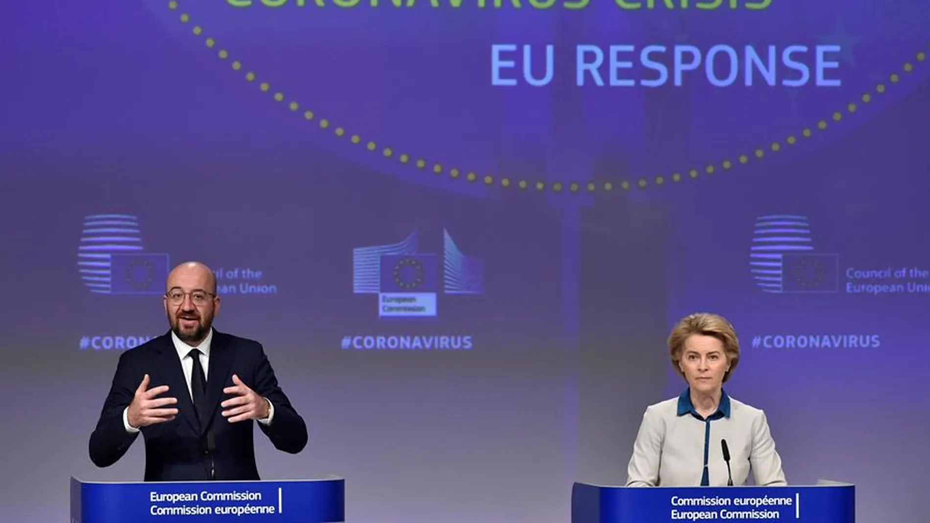 La presidenta de la Comisión Europea, Ursula von der Leyen y el presidente del Consejo, Charles Michel.