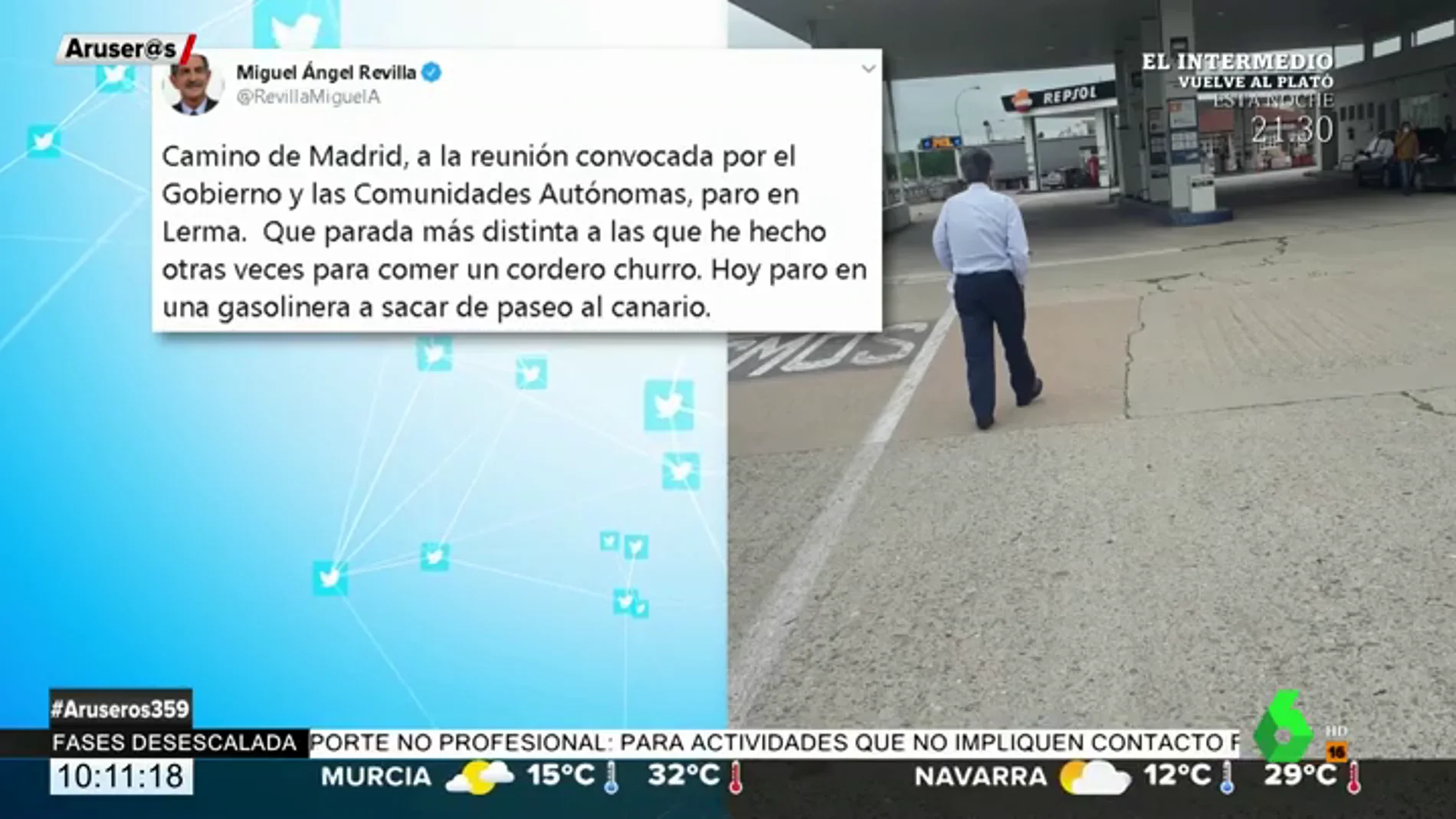 Miguel Ángel Revilla revoluciona las redes con sus paradas para "sacar de paseo al canario" en su viaje a Madrid