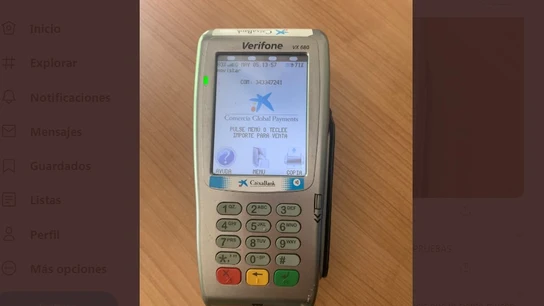 La imagen del datáfono que el joven compartió en redes sociales. La imagen del datáfono que el joven compartió en redes sociales.