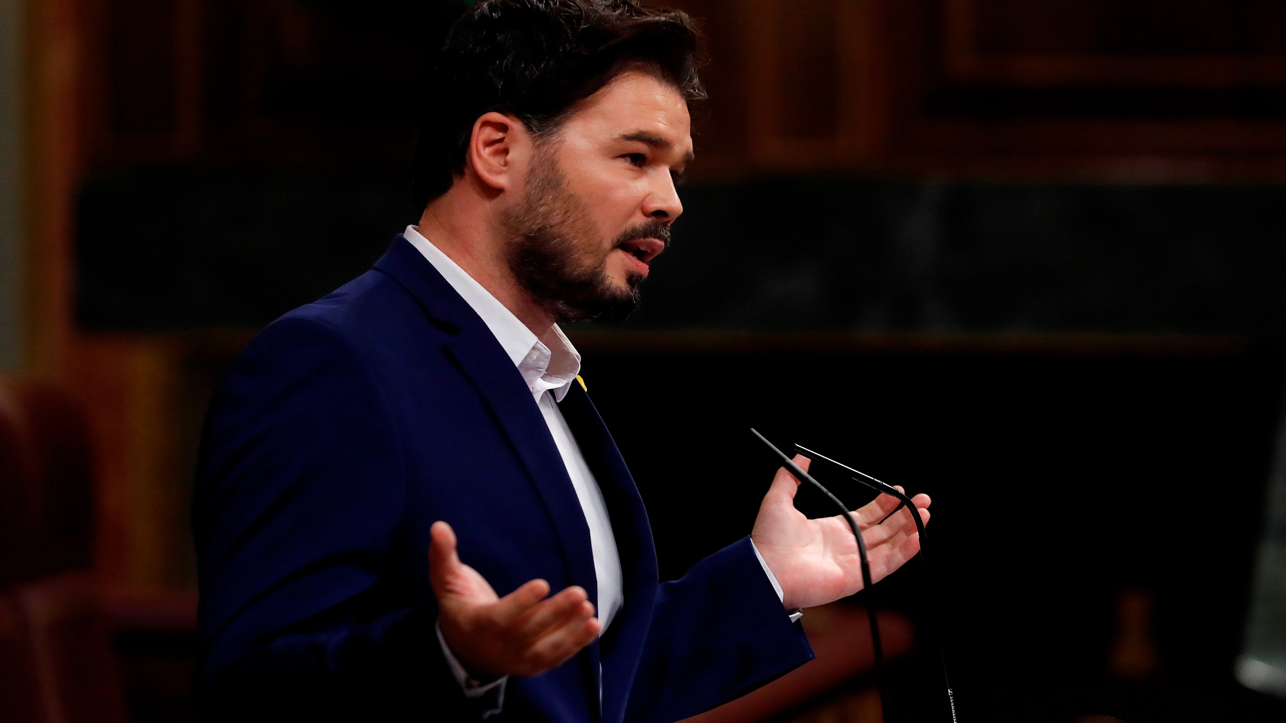 El diputado de ERC Gabriel Rufián durante su intervención en el pleno del Congreso este