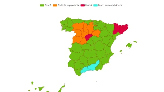 El mapa de la desescalada: a qué fase piden pasar las CCAA a partir del lunes El mapa de la desescalada: a qué fase piden pasar las CCAA a partir del lunes