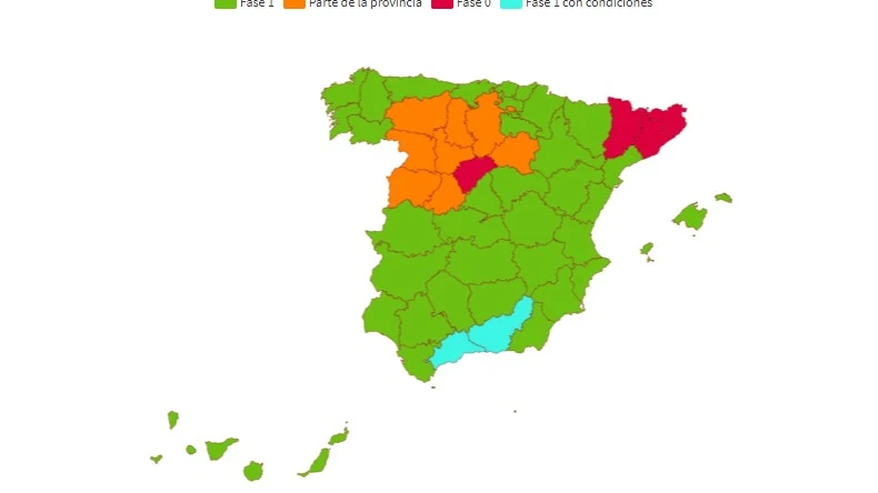 El mapa de la desescalada: a qué fase piden pasar las CCAA a partir del lunes