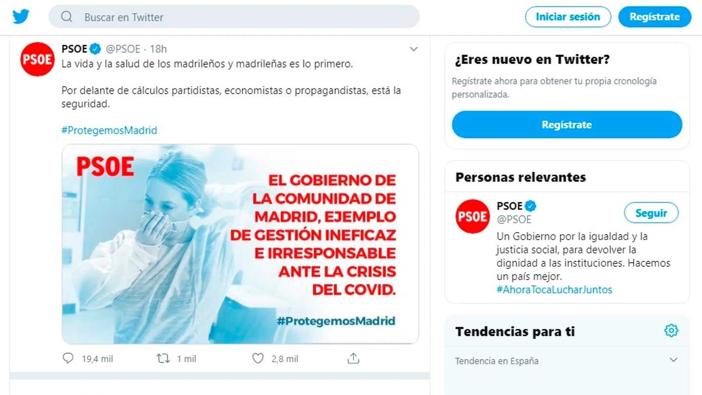 Tuit del PSOE Tuit del PSOE