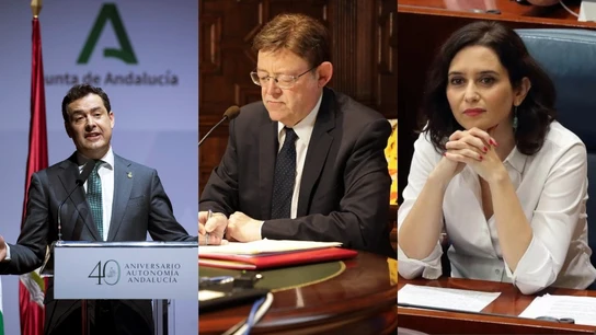 Juanma Moreno, Ximo Puig e Isabel Díaz Ayuso en imágenes de archivo Juanma Moreno, Ximo Puig e Isabel Díaz Ayuso en imágenes de archivo