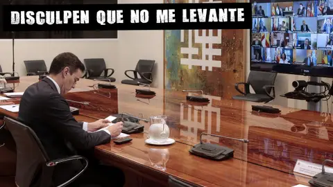 Pedro Sánchez, en la reunión por videoconferencia con los presidentes de las Comunidades y Ciudades Autónomas El Muro