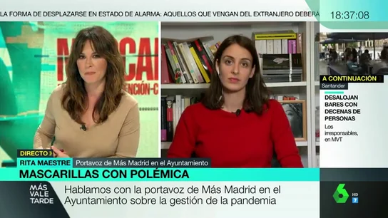 Rita Maestre, sobre un acuerdo con Cs para desbancar a Ayuso: "Más Madrid estará dispuesto a cualquier fórmula que cambie las tornas" Rita Maestre, sobre un acuerdo con Cs para desbancar a Ayuso: "Más Madrid estará dispuesto a cualquier fórmula que cambie las tornas"