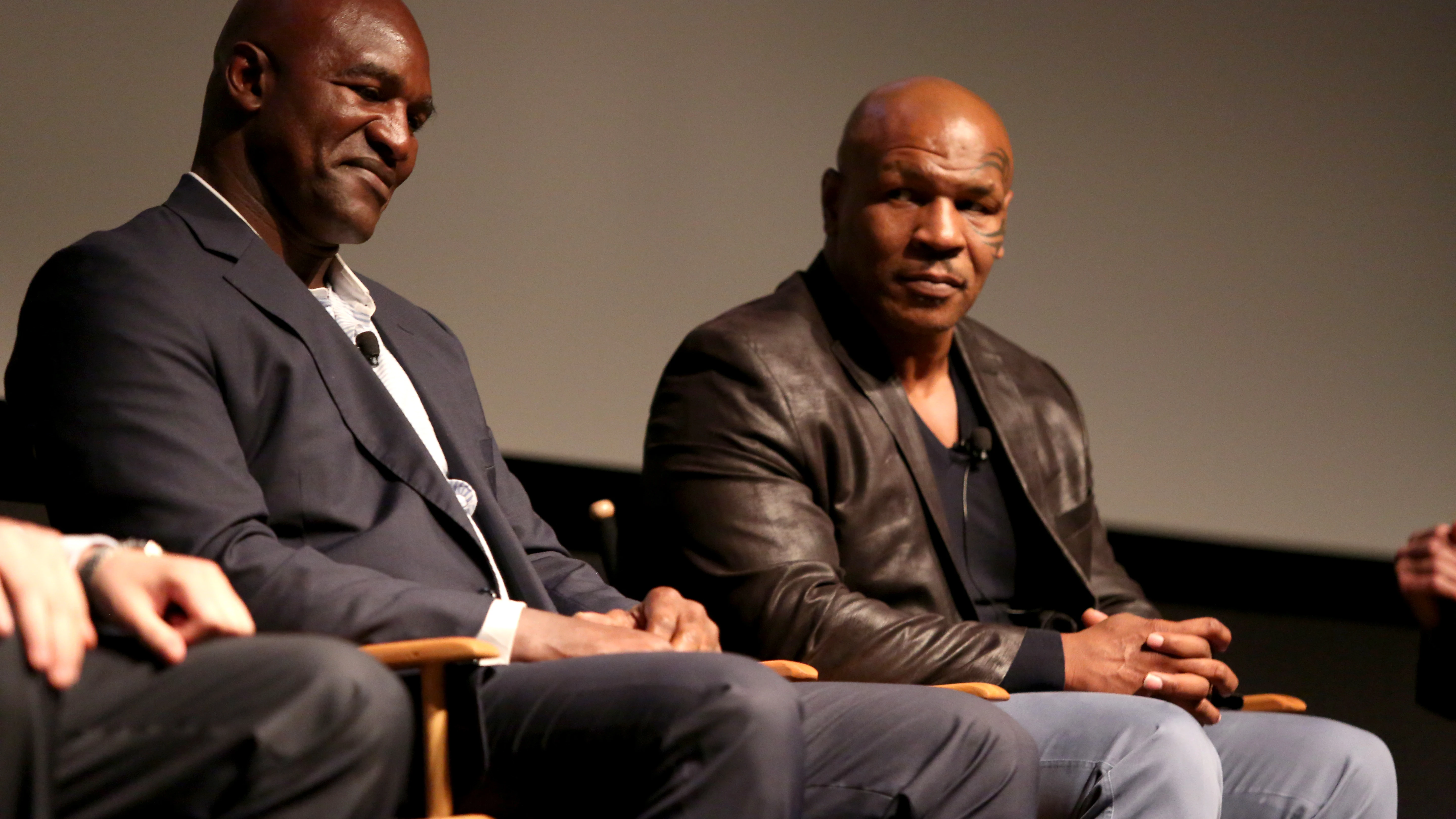  Evander Holyfield y Mike Tyson, en un acto en Nueva York