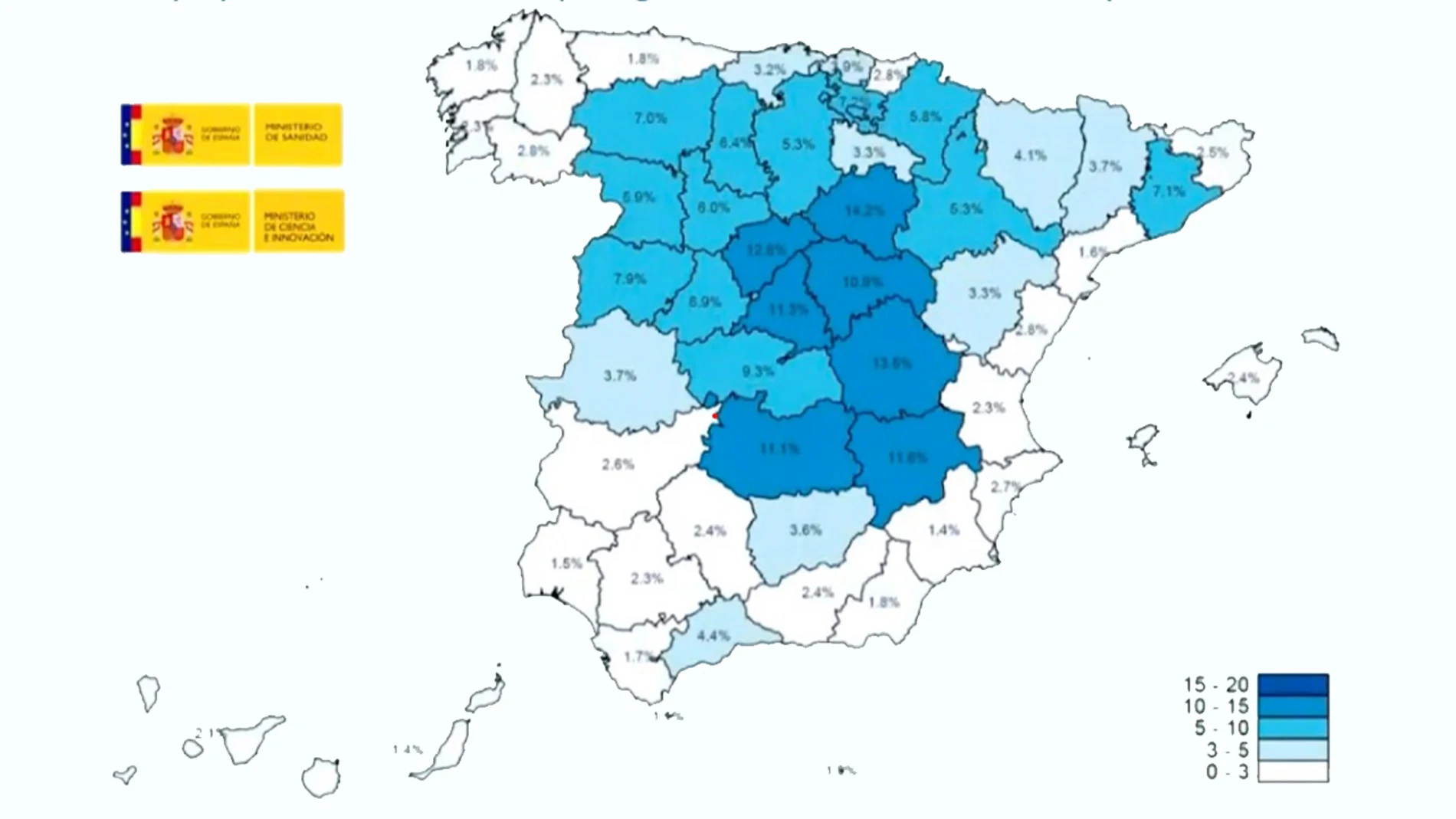 Mapa del estudio de seroprevalencia en España