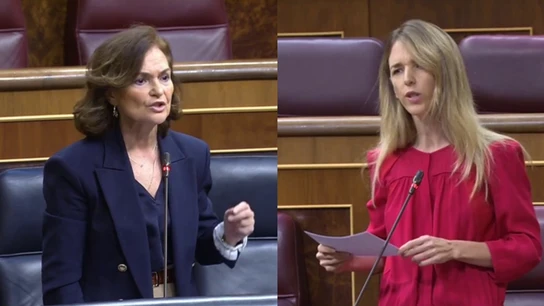 Carmen Calvo y Cayetana Álvarez de Toledo durante la sesión de control Carmen Calvo y Cayetana Álvarez de Toledo durante la sesión de control