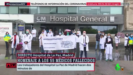 Dos minutos de silencio por los sanitarios fallecidos en el Hospital La Paz Dos minutos de silencio por los sanitarios fallecidos en el Hospital La Paz
