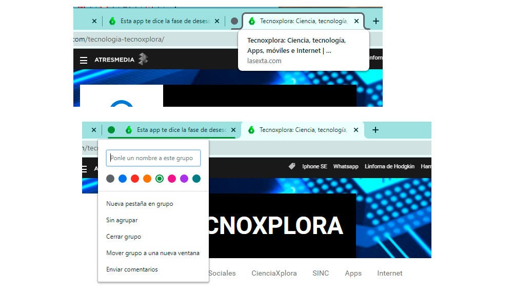 Organizando las nuevas pestañas