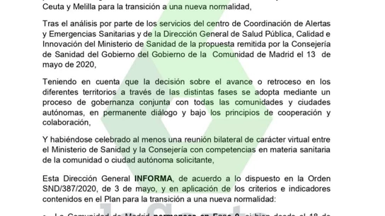 Informa de Sanidad sobre la Comunidad de Madrid Informa de Sanidad sobre la Comunidad de Madrid