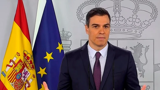 Pedro Sánchez, durante su comparecencia Pedro Sánchez, durante su comparecencia