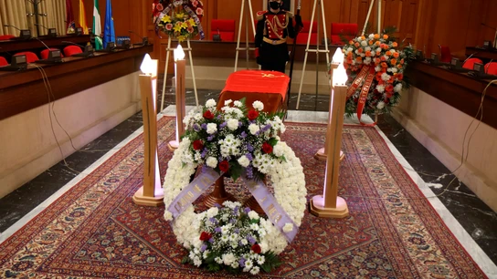 Féretro de Julio Anguita en su capilla ardiente Féretro de Julio Anguita en su capilla ardiente