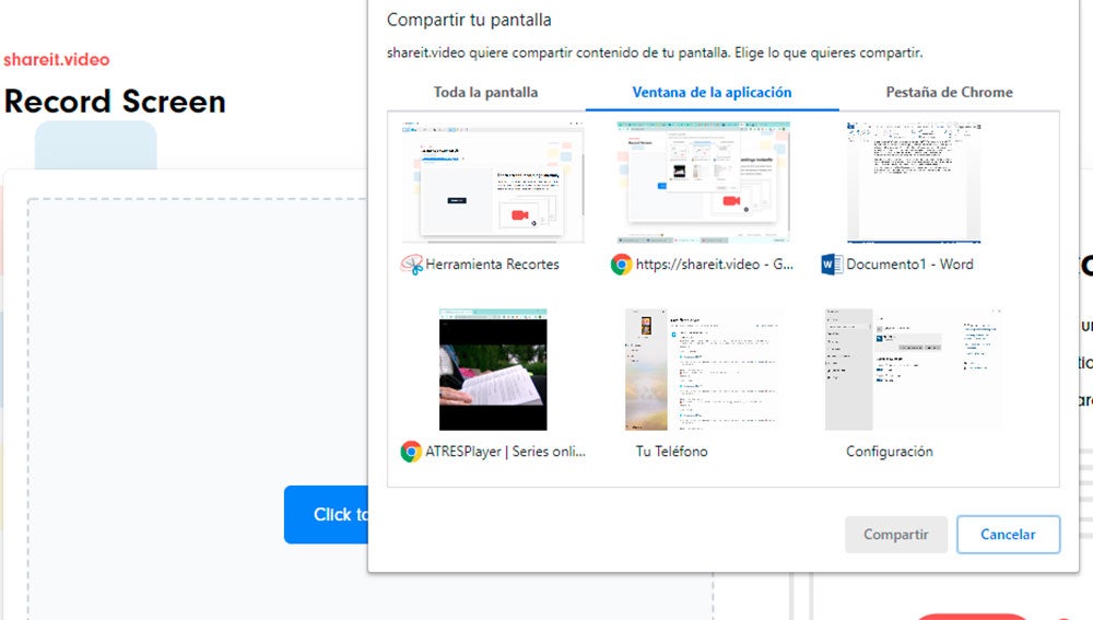 Seleccionando qué contenido grabar