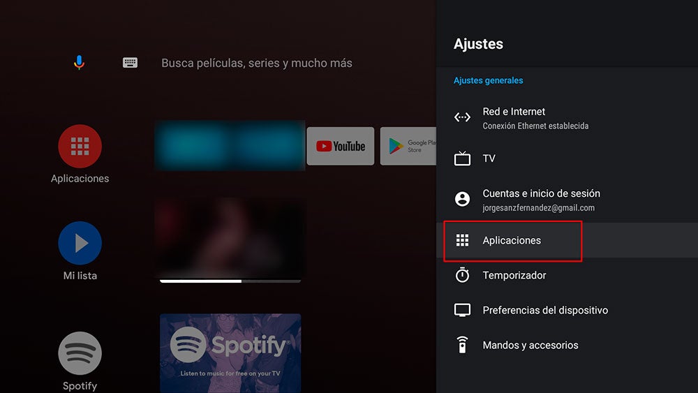Desinstalando en Android TV