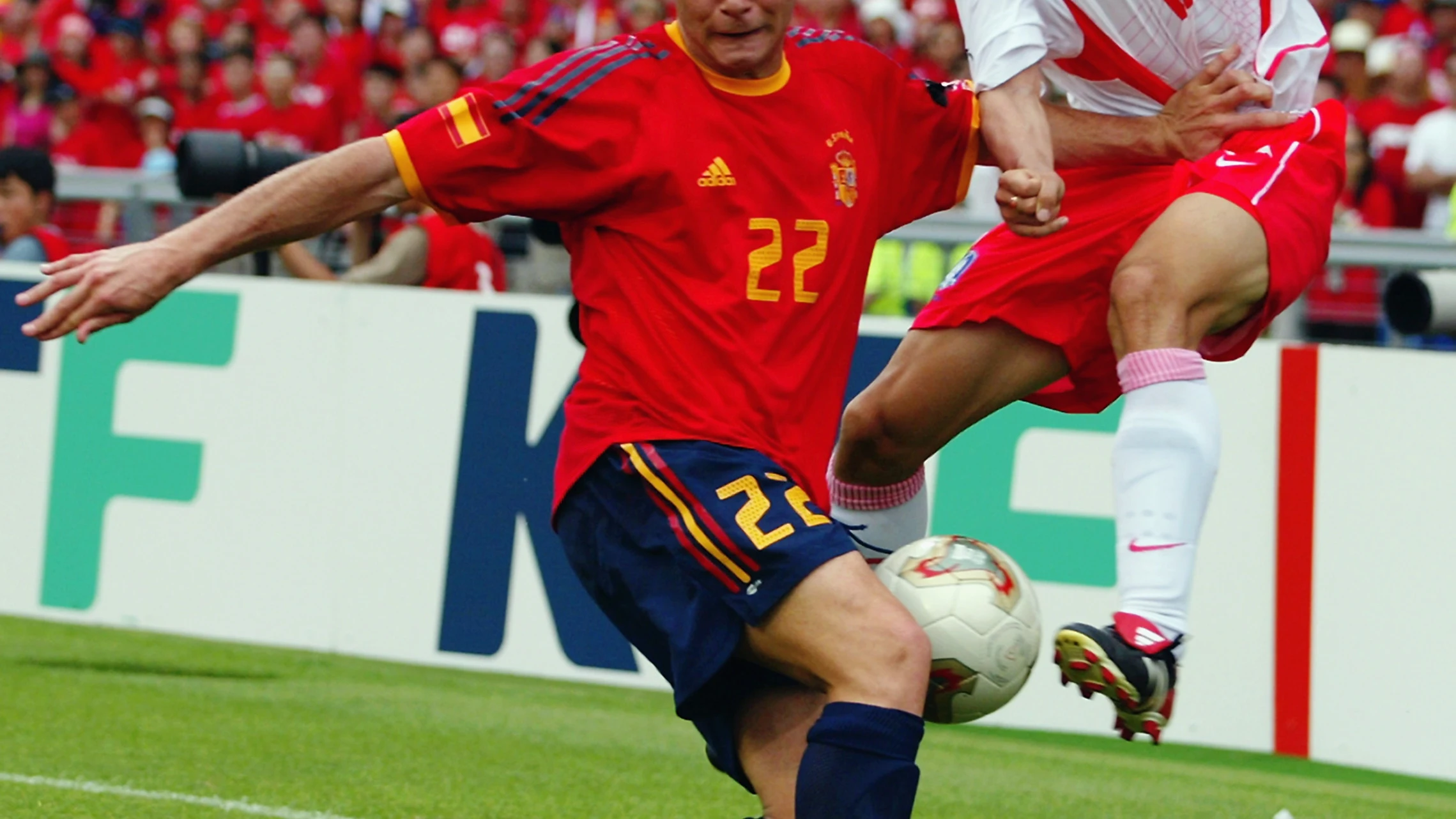 Joaquín, frente a la selección de Corea del Sur en 2002