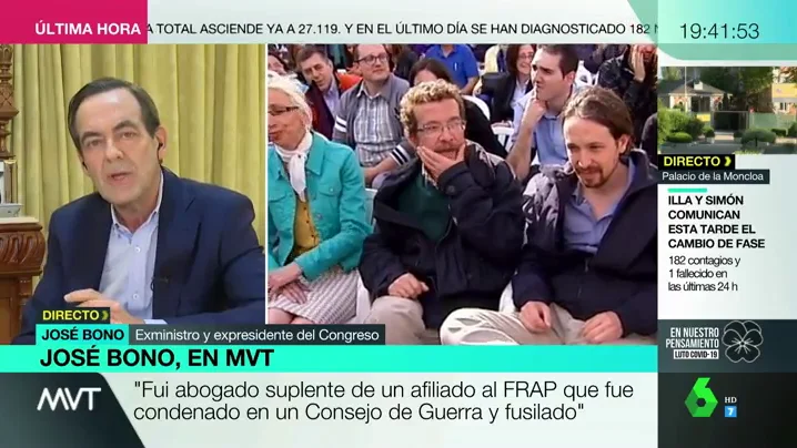 José Bono defiende al padre de Iglesias tras haber sido su abogado en 1973: "No recuerdo que aquel joven detenido fuera un terrorista"