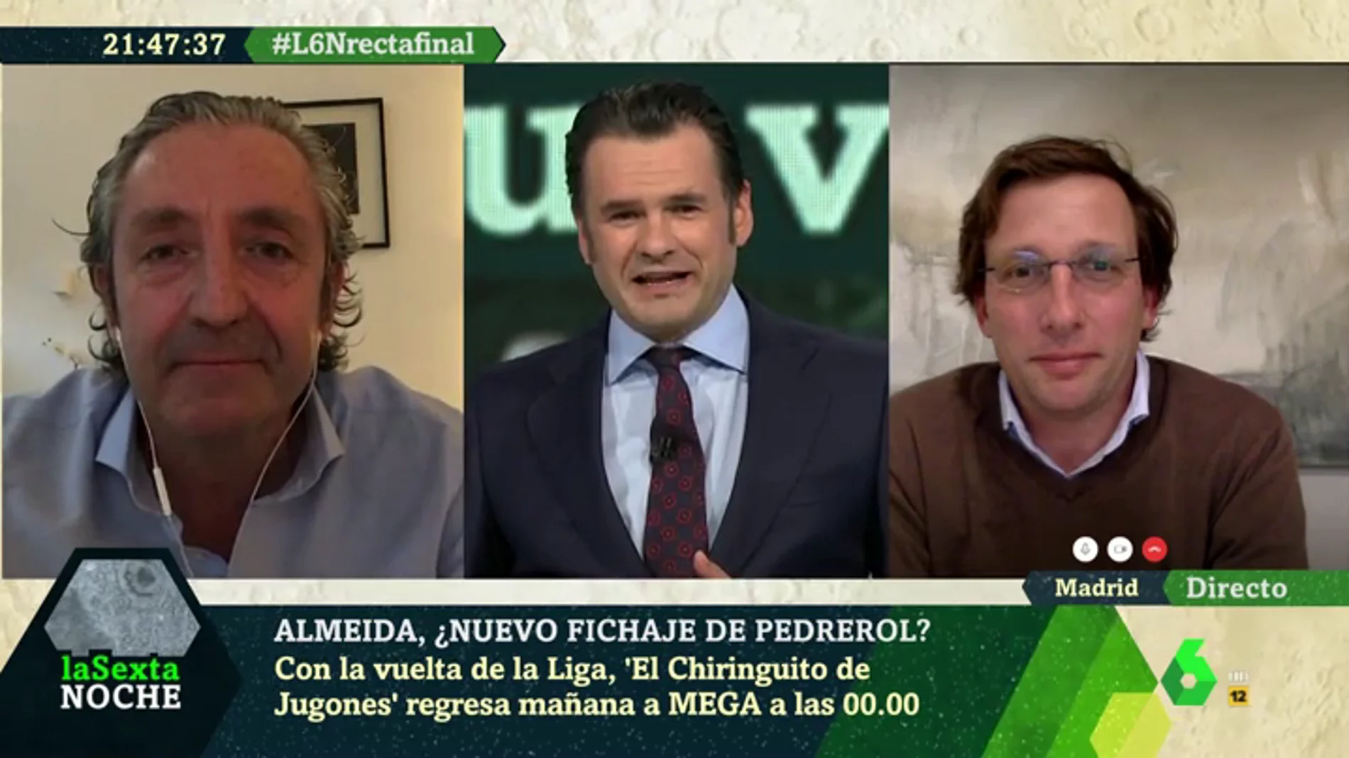 Josep Pedrerol y Martínez-Almeida charlan en laSexta Noche