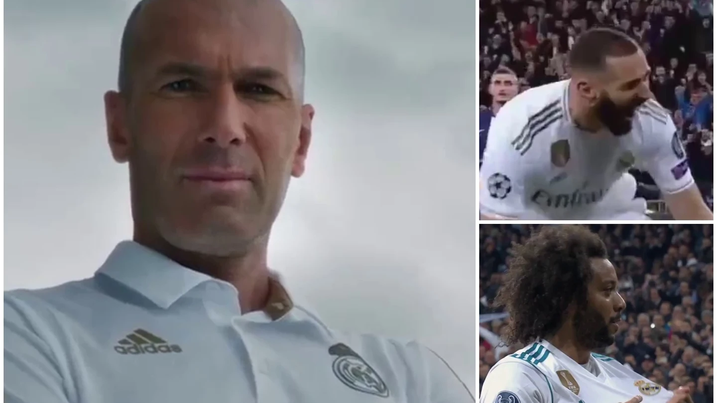 Zidane, con Benzema y Marcelo Zidane, con Benzema y Marcelo