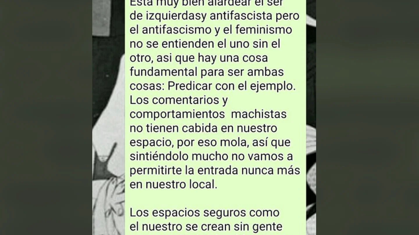 El mensaje de un bar de Gijón a un cliente machista El mensaje de un bar de Gijón a un cliente machista