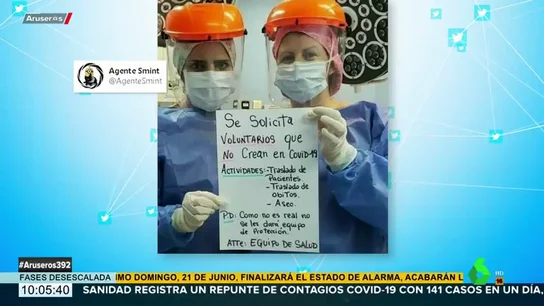 Dos enfermeras buscan 'voluntarios' que "no crean en el COVID-19" Dos enfermeras buscan 'voluntarios' que "no crean en el COVID-19"