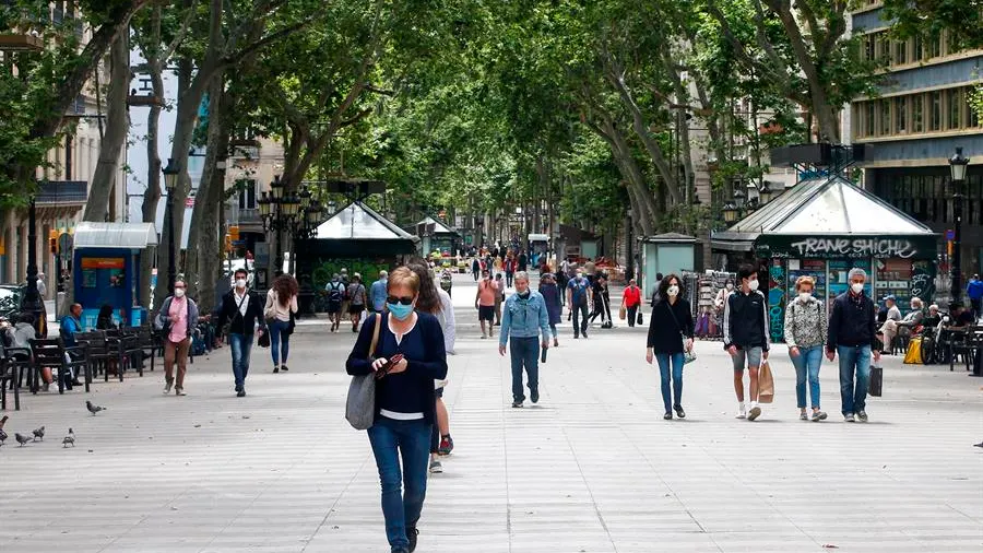 Aspecto de las Ramblas de Barcelona. 