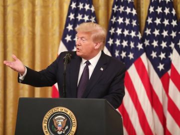 El presidente Donald Trump durante una rueda de prensa. El presidente Donald Trump durante una rueda de prensa.