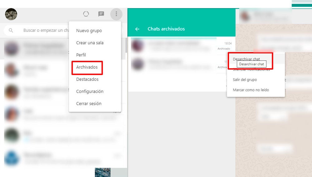 Desarchivando un chat
