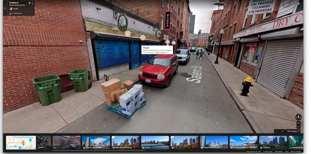 Street View con capa de datos de Google Maps