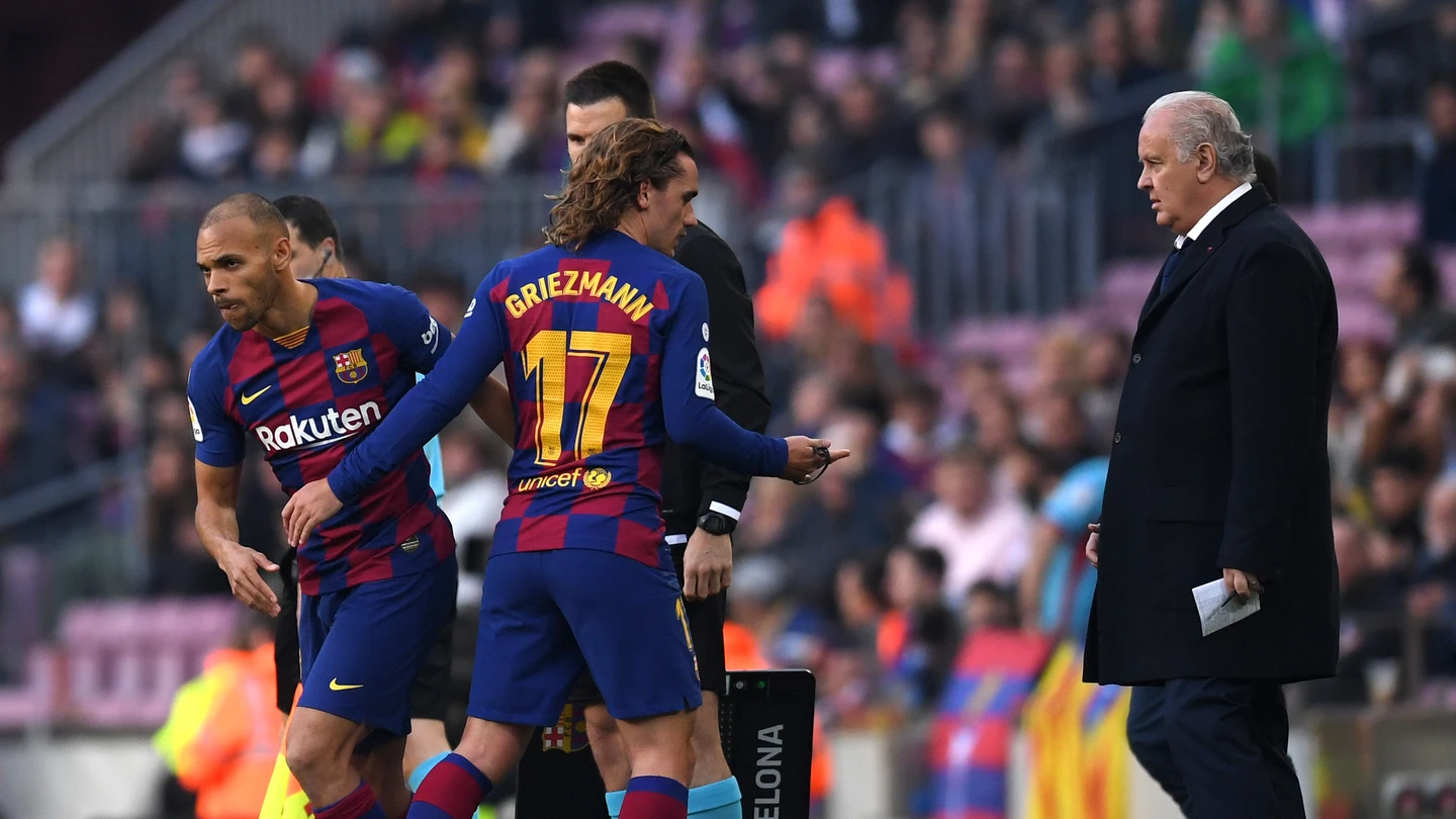 Griezmann y Braithwaite. Griezmann y Braithwaite.