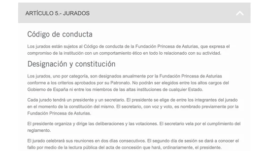 Reglamento de la Fundación para la entrega de premios Reglamento de la Fundación para la entrega de premios