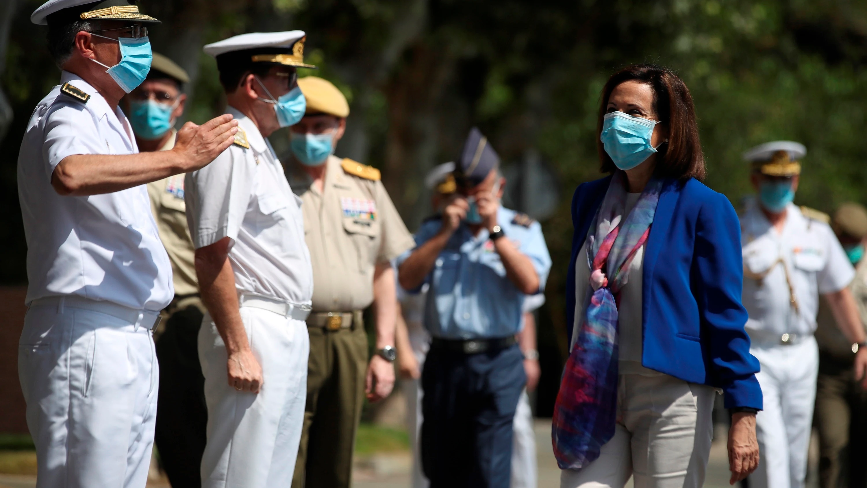 La Ministra de Defensa, Margarita Robles, preside un acto en la Base Militar de Retamar en Pozuelo de Alarcón